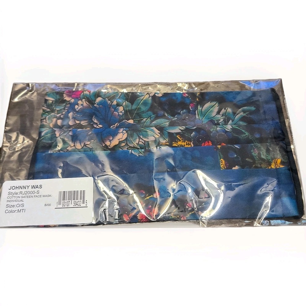 JOHNNY WAS Face Mask Cotton Sateen Lined Multicolor Floral Print